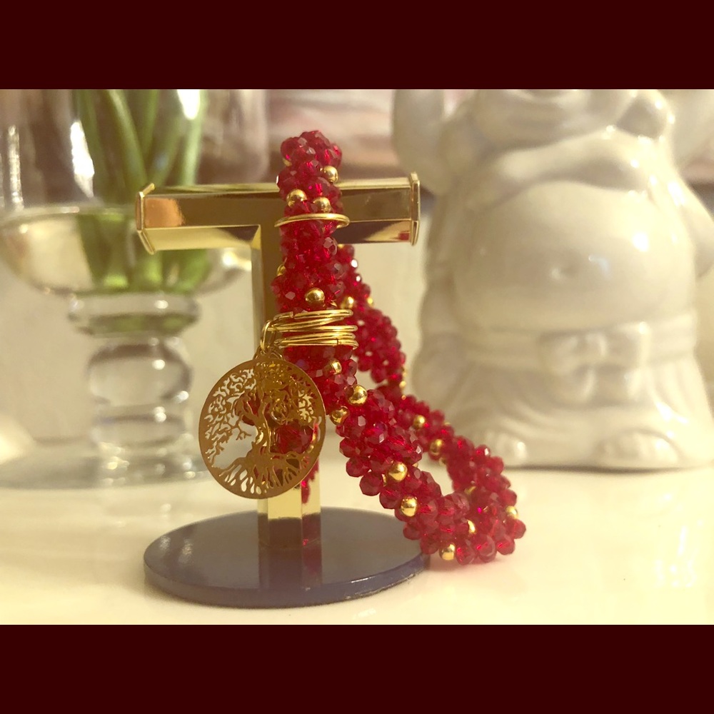 Life of tree red stretch bracelet